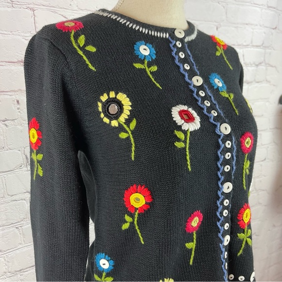 Susan Bristol vintage embroidered knitted floral long sleeve cardigan size PP - Picture 8 of 10